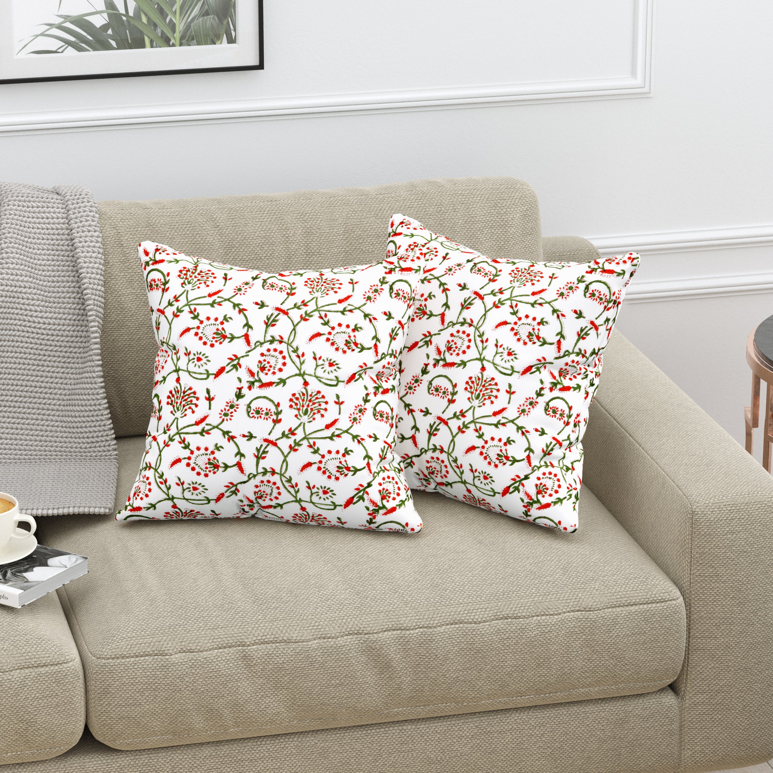Multicolor - Jaipur Block Printed Patchwork Canvas Cotton Cushion Cover (16 x 16 in) main image 0