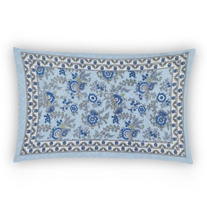 Pure Cotton Block Print Jaipuri Bedsheet - Super King Size 120*120 inches - Blue Floral