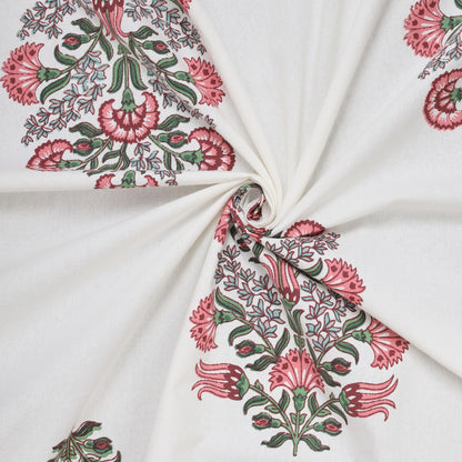 Pure Cotton Block Print Jaipuri Bedsheet - Super King Size 108*108 inches - Multicolor Floral Print