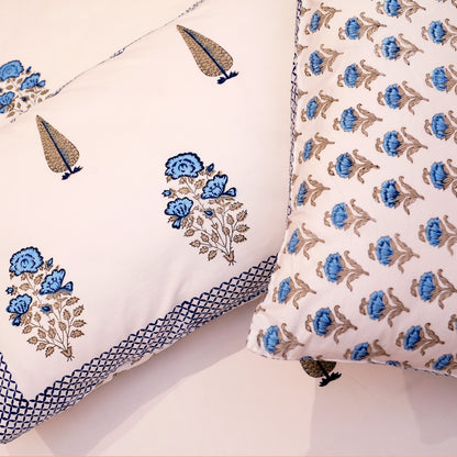 Premium Percale Cotton Real Hand Block Print Jaipuri Bedsheet - King Size - Royal Blue