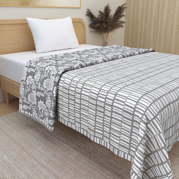 Premium Soft Flannel Dohar - Pure Cotton Reversible - Single Bed