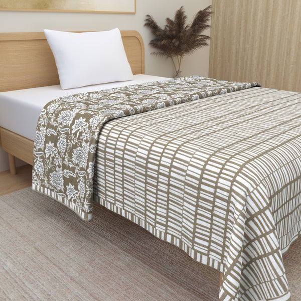 Premium Soft Flannel Dohar - Pure Cotton Reversible - Single Bed