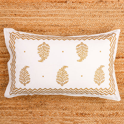 Pure Cotton Block Print Jaipuri Bedsheet - King Size 90*108 inches - Gold Paisley