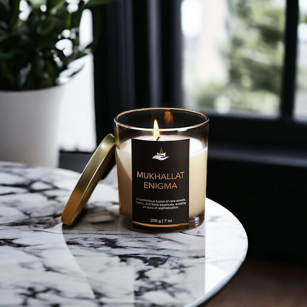 Premium Votive Jar Scented Soy Wax Candle - MUKHALLAT Enigma