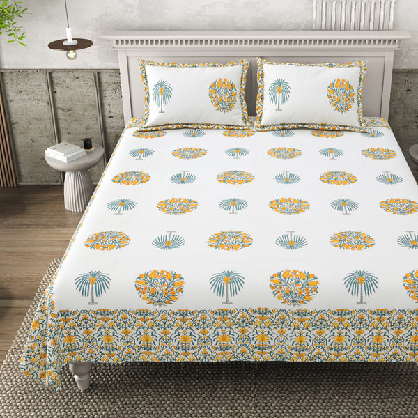 Pure Cotton Block Print Jaipuri Bedsheet - King Size 95*108 inches - Serenity Print