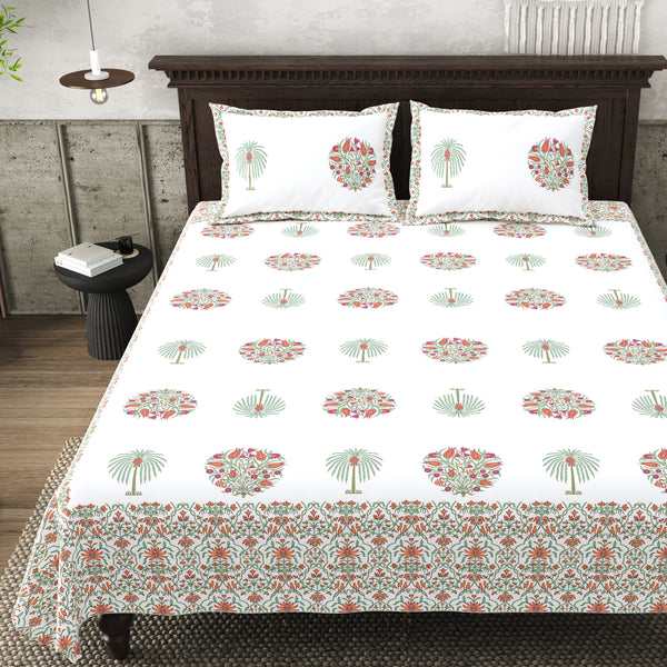 Pure Cotton Block Print Jaipuri Bedsheet - King Size 95*108 inches - Serenity Print