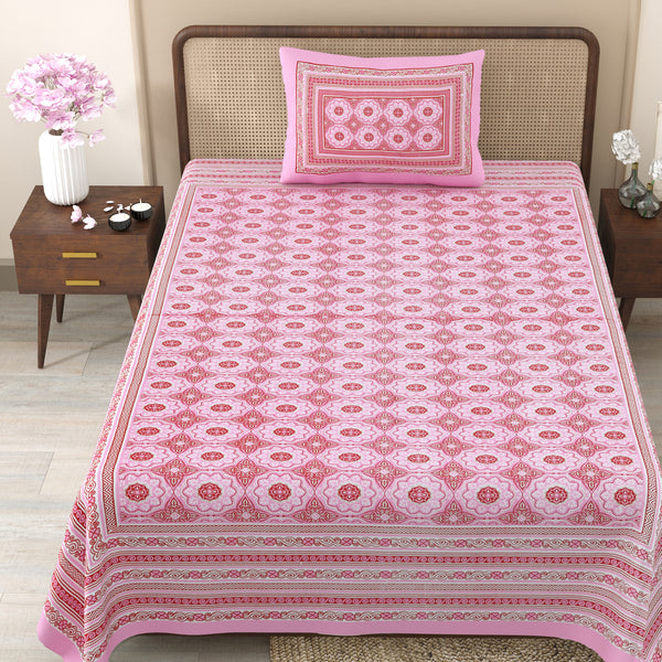 Pure Cotton Block Print Jaipuri Bedsheet - Single Bedsheet - 63*90 inches - Amber Charm