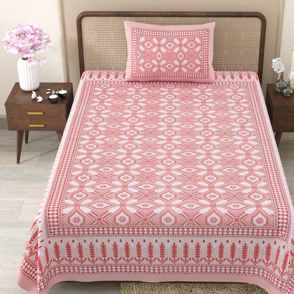 Pure Cotton Block Print Jaipuri Bedsheet - Single Bedsheet - 63*90 inches - Vintage Charm