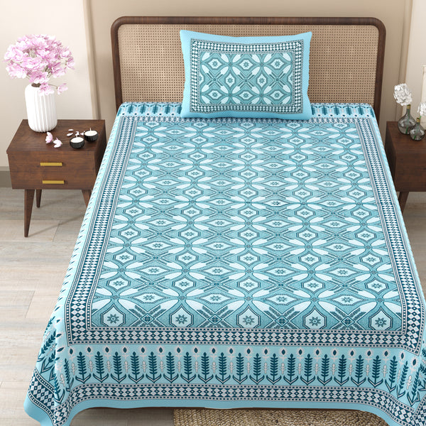 Pure Cotton Block Print Jaipuri Bedsheet - Single Bedsheet - 63*90 inches - Vintage Charm