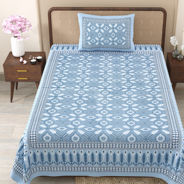 Pure Cotton Block Print Jaipuri Bedsheet - Single Bedsheet - 63*90 inches - Vintage Charm