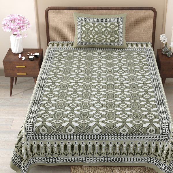 Pure Cotton Block Print Jaipuri Bedsheet - Single Bedsheet - 63*90 inches - Vintage Charm