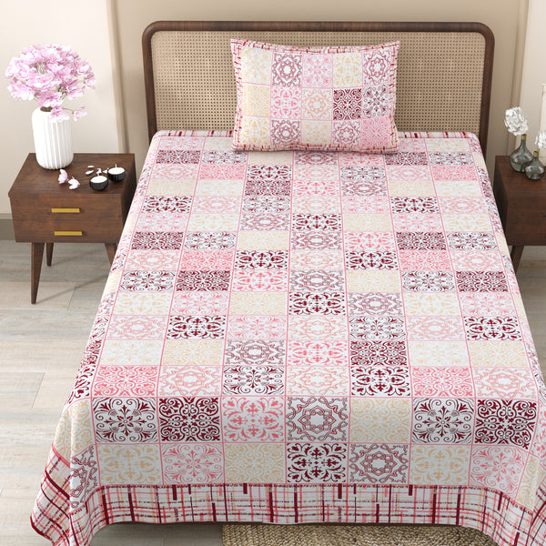 Pure Cotton Block Print Jaipuri Bedsheet - Single Bedsheet - 63*90 inches -Floral Mosaic