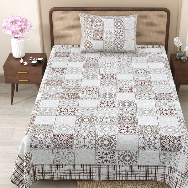 Pure Cotton Block Print Jaipuri Bedsheet - Single Bedsheet - 63*90 inches -Floral Mosaic