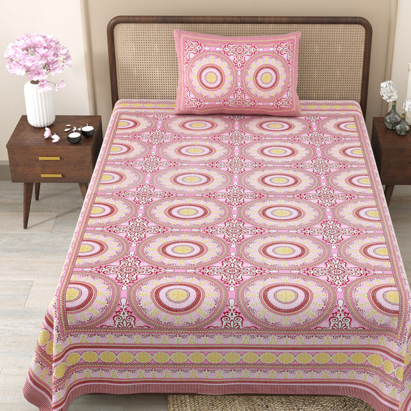 Pure Cotton Block Print Jaipuri Bedsheet - Single Bedsheet - 63*90 inches -Floral Medallion